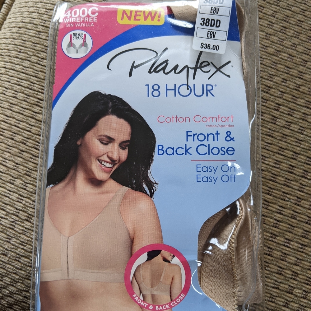 Playtex 18 Hour US400C Cotton Comfort Front & Back